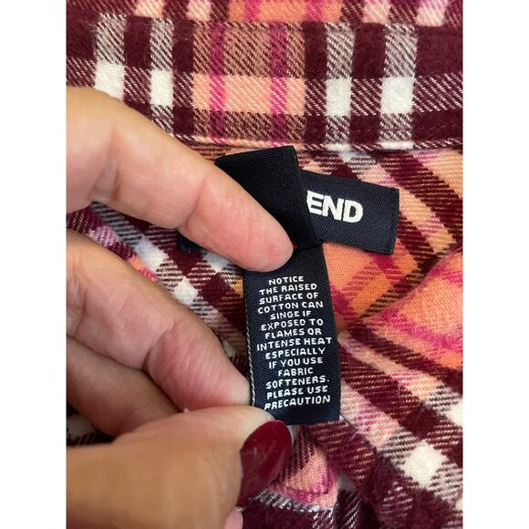 Lands' End pink flannel shirt buttons collar cotton pink - Picture 8 of 10